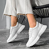 Білі шкіряні кросівки стильні і комфорті мінімалістичний дизайн, фото 2