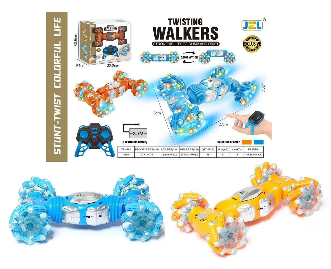 Машинка-перевертень Twisting Walkers 27 см, на радіокеруванні, зі світлом і звуком, Трюковий всюдихід, фото 1