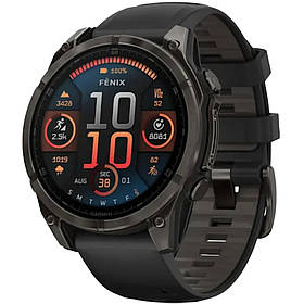 Garmin Fenix ​​8 смарт-годинник Amoled 47 мм Sapphire Carbon Grey DLC Titanium with Black Silicone Band 010-02904-21