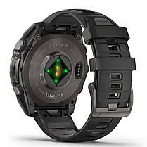 Garmin Fenix 8 смарт-годинник Amoled 47 мм Sapphire Carbon Grey DLC Titanium with Black Silicone Band 010-02904-21, фото 3