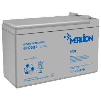 Свинцево-кислотна акумуляторна батарея MERLION GP1290F2 AGM 12В 9 А•г, фото 1