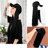 Перука кепка з волоссям 60 см Брюнетка, фото 2