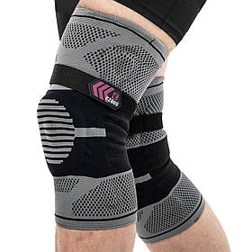 Наколінник бандаж еластичний з фіксувальним ременем KNEE BRACE EZOUS A-07 2 шт M-XL сірий-чорний