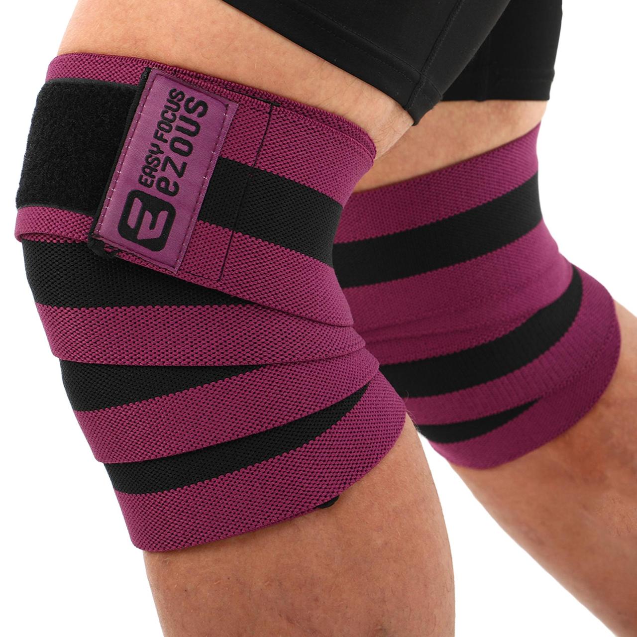 Колінні бинти для присідань BUNDLED KNEECAP EZOUS A-10 2 шт. чорний-фіолетовий