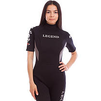 Гідрокостюм короткий для серфінгу та водних лиж жіночий LEGEND PL-6406W розмір S-XL 3 мм чорний-сірий, фото 5