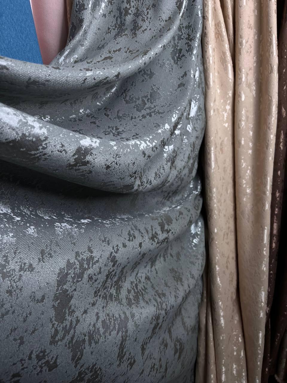 Штора мрамор велюр - графіт.