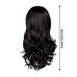 Перука хвиляста без чубчика з проділом 65 см Брюнетка, фото 3