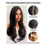 Перука хвиляста без чубчика з проділом 65 см Брюнетка, фото 5