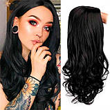 Перука хвиляста без чубчика з проділом 65 см Брюнетка, фото 7