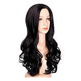 Перука хвиляста без чубчика з проділом 65 см Брюнетка, фото 4