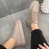 Бежеві шкіряні кеди для повсякденного носіння, фото 4