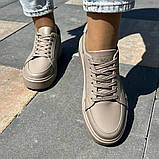 Бежеві шкіряні кеди для повсякденного носіння, фото 7