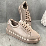 Бежеві шкіряні кеди для повсякденного носіння, фото 8