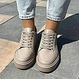 Бежеві шкіряні кеди для повсякденного носіння, фото 9