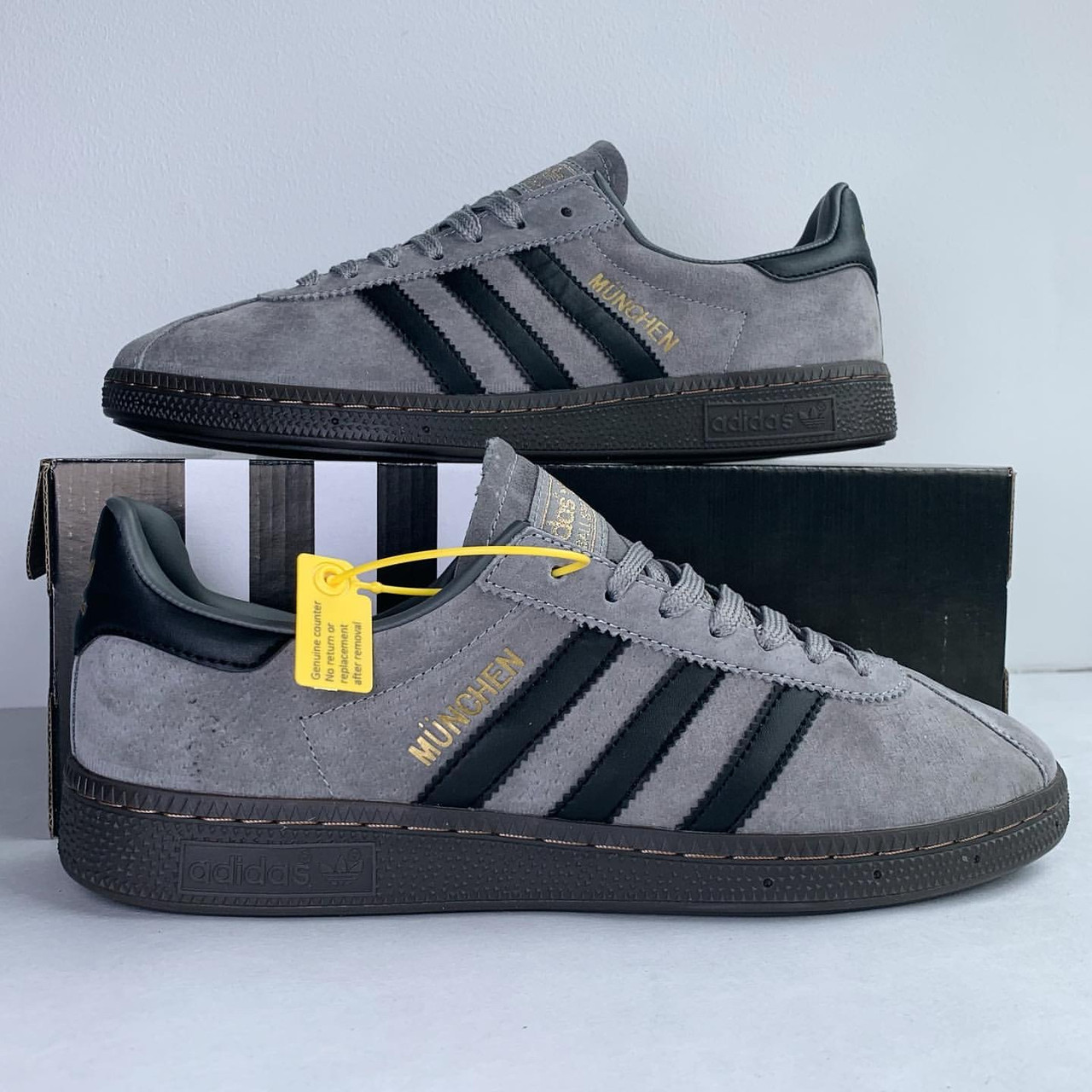 Кеди чоловічі демісезонні Adidas Munchen сірі замшеві