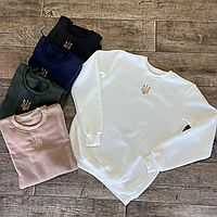 Кофта з вишивкою символікою чоловіча Патріотичні толстовки, Толстовка герб біла Kacr