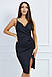 Коктейльне коротке плаття на бретелях з декольте, чорне, фото 3