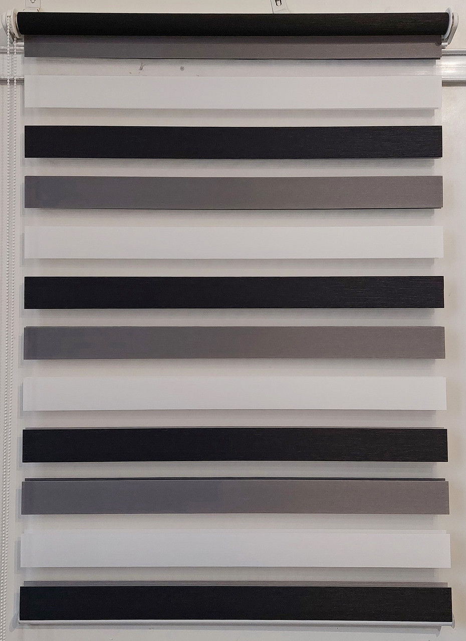 Рулонна штора ВМ-2002 Чорно-сіро-білий, фото 1