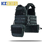 Комплект №4: Плитоноска Kiborg GU gen.2 + 2 підсумки з балістичним захистом 1 класу Black Multicam