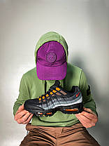 Чоловічі Кросівки Nike Air Max 95 Black Hyper Crimson / Найк Аїр Макс 95 Хайпер Чорні з Сірим та Помаранчевим, фото 4