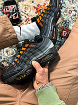 Чоловічі Кросівки Nike Air Max 95 Black Hyper Crimson / Найк Аїр Макс 95 Хайпер Чорні з Сірим та Помаранчевим, фото 3