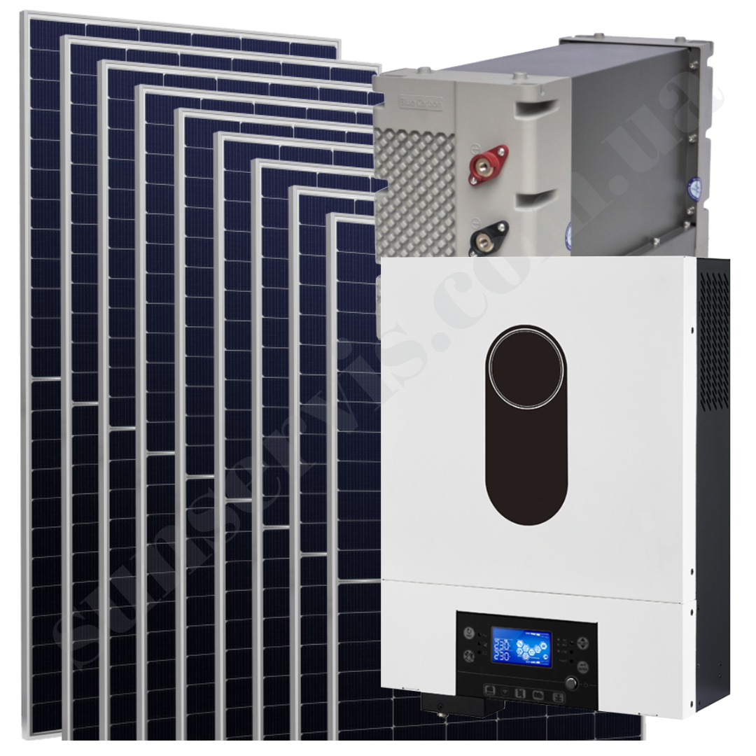 3кВт сонячна станція з ФЕМ 3.9 кВт АКБ гель 24В з резервом 5,1 кВт*год МРРТ контролер