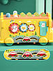 Розвиваюча ігрова панель Автобус каталка дитині 5в1 Стукалка Магнітні черв'ячки Ксилофон Сортер і тріскачка, фото 6