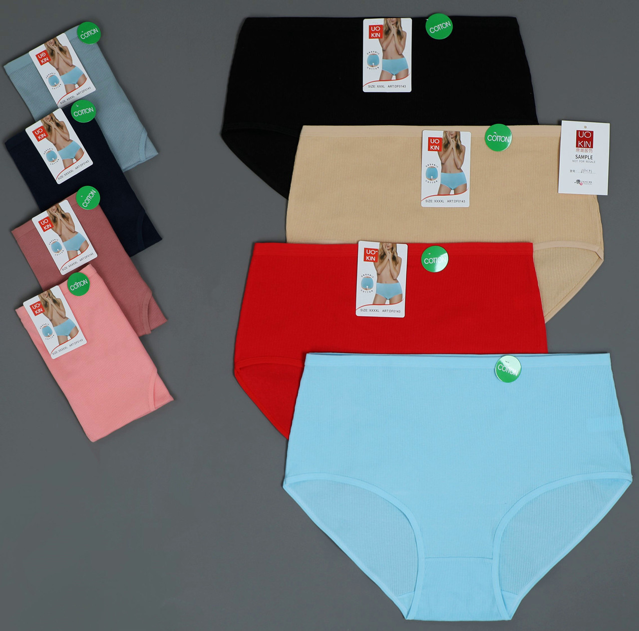 Бавовняні трусики великих розмірів в рубчик Мікс, фото 1