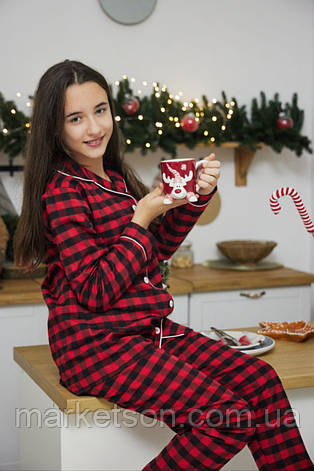 Піжама байкова штани щз сорочкою на гудзиках р.S,M,L,XL, фото 1