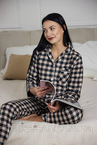 Піжама байкова штани щз сорочкою на гудзиках р.S,M,L,XL, фото 1