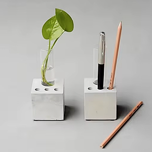 Підставка для ручок та олівців + ваза колба для квітів із бетону
