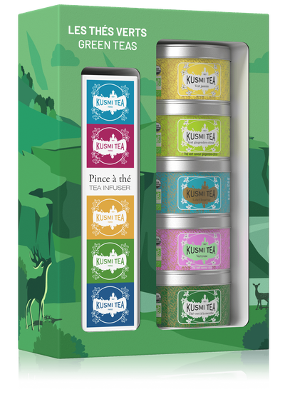 Подарунковий набір «Зелений чай» із заварником Kusmi Tea Green Teas 5 шт 100 г, фото 1