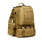 Військово-тактичний рюкзак Molle Assault 55 L+ 3 органайзери, койот