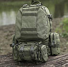 Військово-тактичний рюкзак Molle Assault 55 L+ 3 органайзери, олива