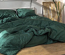 Двоспальний КПБ з страйп-сатину смарагдового кольору, стандартний
