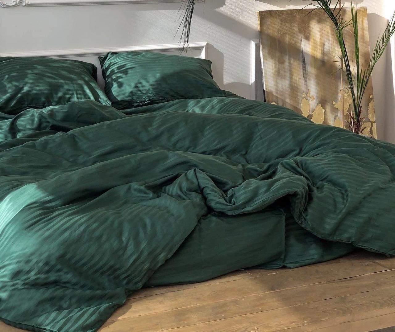 Євро КПБ з страйп-сатину смарагдового кольору, стандартний