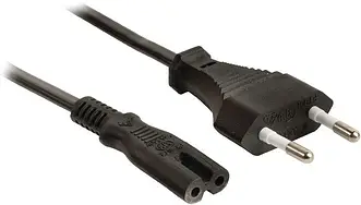 Кабель живлення 1.5m, 0.5mm, PC-184/2 CEE7 / 16-C7 2 pin (для побутової техніки), Black