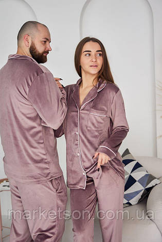 Жіноча піжама велюрова р.S,M,L,XL сорочка та штани, фото 1