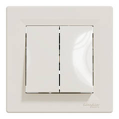 Вимикач 2-клавішний самозатискач. Schneider серія Asfora Кремовий EPH0300123