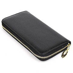 Жіночий шкіряний гаманець на блискавці чорний Firenze 77960-2