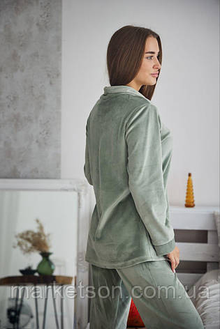 Жіноча піжама велюрова р.S,M,L,XL сорочка та штани, фото 1