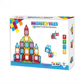 Конструктор магнітний різнокольоровий дитячий на 45 деталей