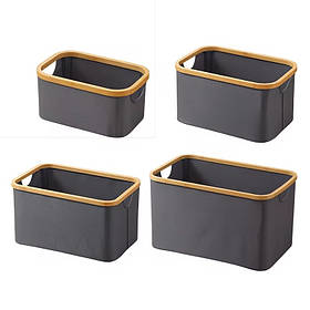 Комплект кошиків для білизни, складні, бамбукові, з ручками, сірі, тканинні