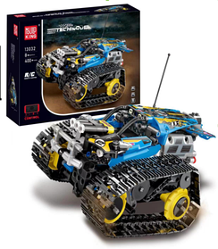 Конструктор гоночна машина на гусеничному ходу на дистанційному керуванні на 400 деталей, синій