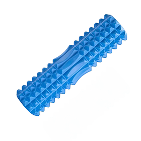 Ролик масажний для йоги та фітнесу, валик гімнастичний, синій 45 х 12,5 см