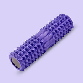 Ролик масажний для йоги та фітнесу, валик гімнастичний, фіолетовий 45 х 12,5 см