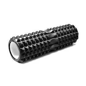 Ролик масажний для йоги та фітнесу, валик гімнастичний, чорний 45 х 12,5 см