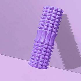 Ролик масажний для йоги та фітнесу, валик гімнастичний, фіолетовий 33 х 13 см