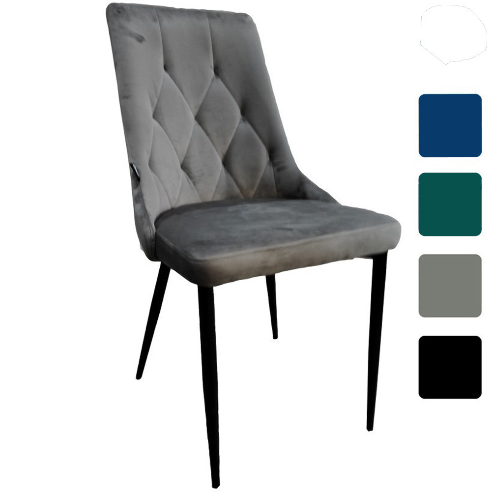 Стілець крісло зі спинкою на ніжках для вітальні кімнати кухні кафе Bonro B-426 сіре велюр