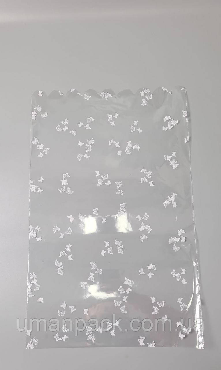 Пакет із малюнком для пакування подарунків (30*50) No393 (4) (ажурний) "Метелик" (100 шт.)